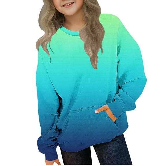 LIaqionyy Sweatshirts Kids Crewneck Long Sleeve Loose Sweatshirt Pullover Casual Tops with Pockets