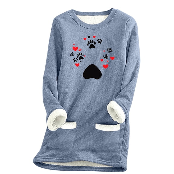 LIaqionyy Sweatshirts for Womens Sherpa Pullover Loungewear with Pocket Winter Crew Neck Warm Fleece Sweatshirt