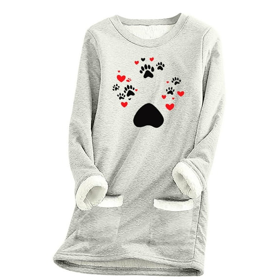 LIaqionyy Sweatshirts for Womens Sherpa Pullover Loungewear with Pocket Winter Crew Neck Warm Fleece Sweatshirt
