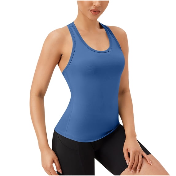 LIaqionyy Tank Tops for Women Workout Scoop Neck Casual Going out Soft Basic Solid Color Sleeveless Shirts