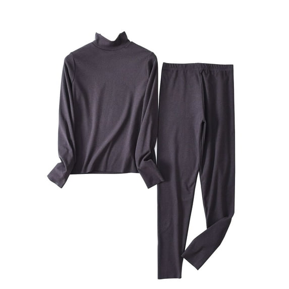 LIaqionyy Thermal Underwear for Women Turtleneck Base Layer Top Soft Bottom Lounge Set Cold Weather Clothes