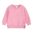 thumbnail image 1 of LIaqionyy Toddler Baby Boy Girl Fleece Pullover Sweatshirt Solid Color Crewneck Blouse Tops Warm Fall Winter Clothes, 1 of 4