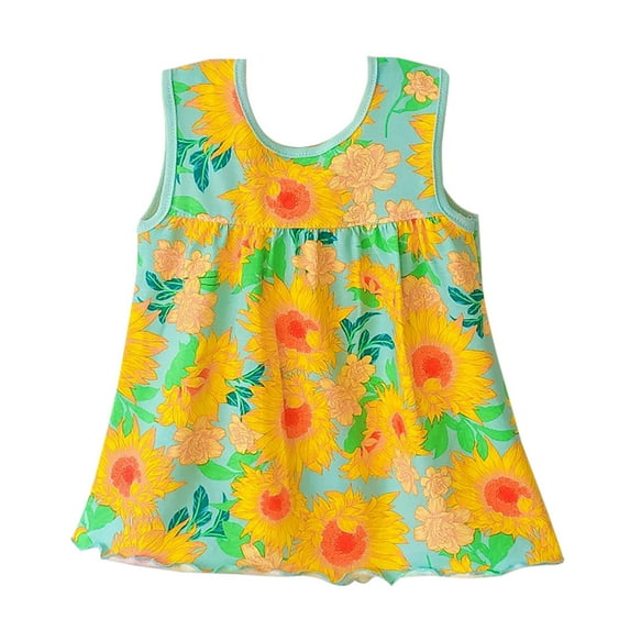 LIaqionyy Toddler Baby Girls Summer Dress Casual Sleeveless Cotton Dresses Cute Graphic Soft Comfy Daily Sundress, 0-2Y