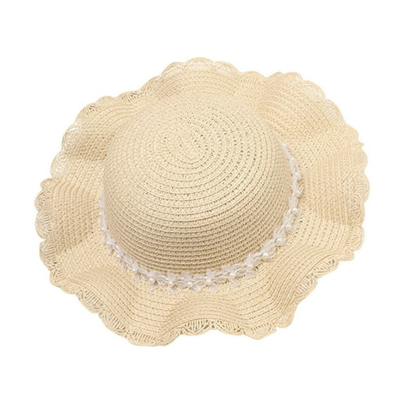 LIaqionyy Toddler Baby Girls Wide Brim Straw Sun Hat Cute Foldable Breathable Beach Cap