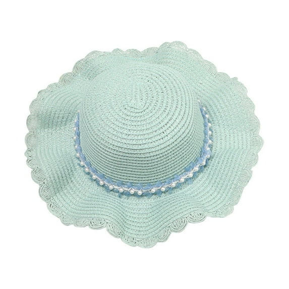 LIaqionyy Toddler Baby Girls Wide Brim Straw Sun Hat Cute Foldable Breathable Beach Cap