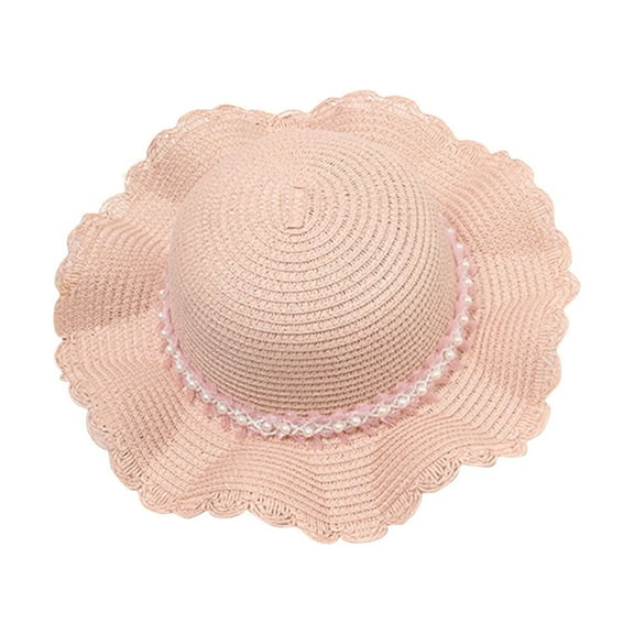 LIaqionyy Toddler Baby Girls Wide Brim Straw Sun Hat Cute Foldable Breathable Beach Cap