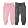 thumbnail image 1 of LIaqionyy Toddler Boy 2 Pack Sweatpants Kids Solid Color Sport Joggers Casual Active Cotton Sweats Pants, 1 of 2