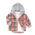 thumbnail image 1 of LIaqionyy Toddler Boys Long Sleeve Shirt Hooded Plaid Shirts Button down Jacket Top Outfit Fall Winter Clothes, 1 of 4