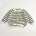 thumbnail image 1 of LIaqionyy Toddler Cardigan Sweater Long Sleeve Button up Striped Knit Sweaters Fall Winter Clothes for Kids, 1 of 3