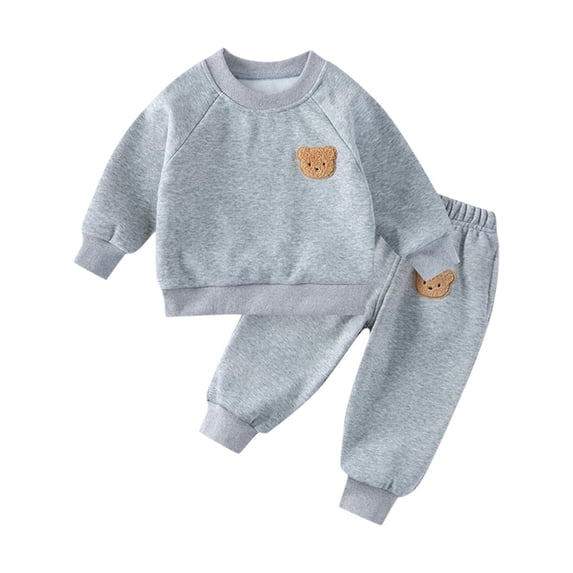 LIaqionyy Toddler Clothes Sweatsuit Kids Solid Color Long Sleeve Sweatshirt Sweatpants Casual 2 Piece Set Fall Winter