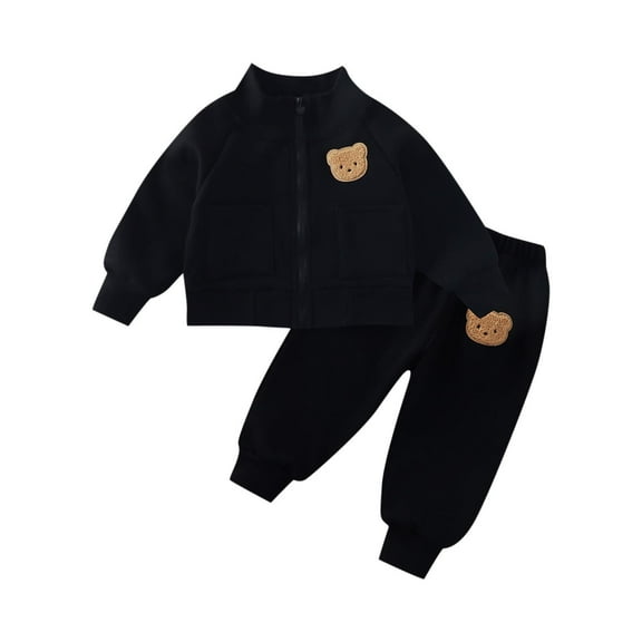 LIaqionyy Toddler Clothes Sweatsuit Kids Solid Color Long Sleeve Sweatshirt Sweatpants Casual 2 Piece Set Fall Winter