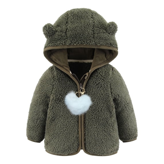 LIaqionyy Toddler Fleece Jacket Boys Girls Hooded Coat Cute Sherpa Warm Comfortable Zip up Fall Winter Outerwear