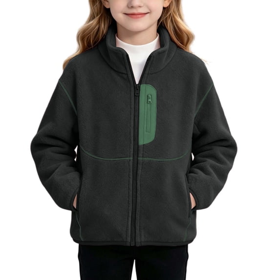 LIaqionyy Toddler Fleece Jacket Kids Lightweight Sherpa Lined Outerwear Boys Girls Soft Long Sleeve Fall Winter Coat