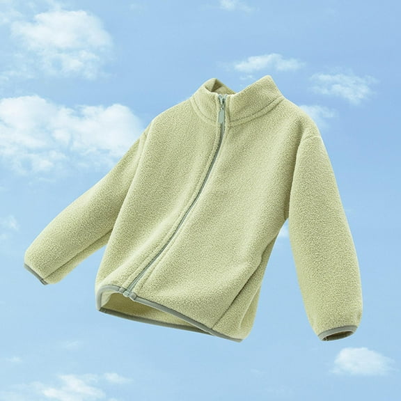 LIaqionyy Toddler Fleece Jacket Kids Sherpa Fuzzy Outerwear Boys Girls Zip up Long Sleeve Warm Fall Coat