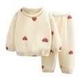 thumbnail image 1 of LIaqionyy Toddler Fleece Pajama Set 2 Piece Flannel Outfits Fuzzy Long Sleeve Top and Pants Kids Warm Outfits, 1 of 4