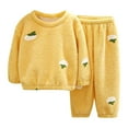 thumbnail image 1 of LIaqionyy Toddler Fleece Pajama Set 2 Piece Flannel Outfits Fuzzy Long Sleeve Top and Pants Kids Warm Outfits, 1 of 4