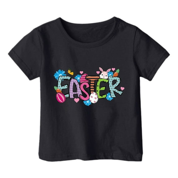 LIaqionyy Toddler Girls Boys Easter's Day T-Shirt Cute Bunny Shirts Summer Short Sleeve Tee for Kids Cotton Tops 1-13 Years