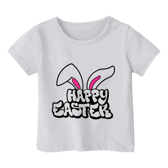 LIaqionyy Toddler Girls Boys Easter's Day T-Shirt Happy Easter Rabbit Graphic Shirts Kids Cotton Short Sleeve Tops 1-14Y