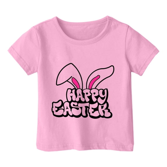 LIaqionyy Toddler Girls Boys Easter's Day T-Shirt Happy Easter Rabbit Graphic Shirts Kids Cotton Short Sleeve Tops 1-14Y