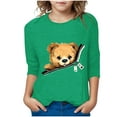 thumbnail image 1 of LIaqionyy Toddler Girls Boys Summer T-Shirts Cute Bear Print 3/4 Sleeve Cotton Tops Kids Casual Loose Daily Clothes, 1 of 5