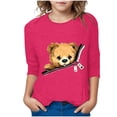 thumbnail image 1 of LIaqionyy Toddler Girls Boys Summer T-Shirts Cute Bear Print 3/4 Sleeve Cotton Tops Kids Casual Loose Daily Clothes, 1 of 5