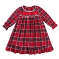 thumbnail image 1 of LIaqionyy Toddler Girls Christmas Dress Plaid Long Sleeve Smocked Dresses Ruffle Classic Loungewear Outfits, 1 of 8