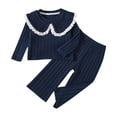 thumbnail image 1 of LIaqionyy Toddler Girls Clothes Set Knit Ribbed Long Sleeve Sweatshirt Pants 2 Piece Sets Warm Fall Winter Outfits, 1 of 7