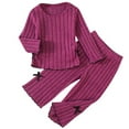 thumbnail image 1 of LIaqionyy Toddler Girls Clothes Set Ribbed Knit Long Sleeve Tee Wide Leg Pants Soft 2 Piece Cute Winter Sets, 1 of 6