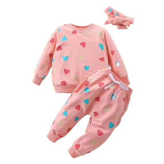LIaqionyy Toddler Girls Clothing Sets Valentine Day Sweatshirts Pants Fall Winter Outfits Heart Print Top and Pants