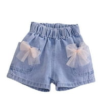 LIaqionyy Toddler Girls Jean Shorts 1-12 Years Elastic Waist Wide Leg Cute Decor Denim Shorts for Kids