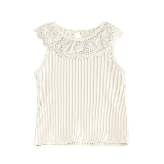 LIaqionyy Toddler Girls Tank Tops Summer Cute Ruffle Ribbed Knit Sleeveless Top Casual Crewneck Cami Shirts