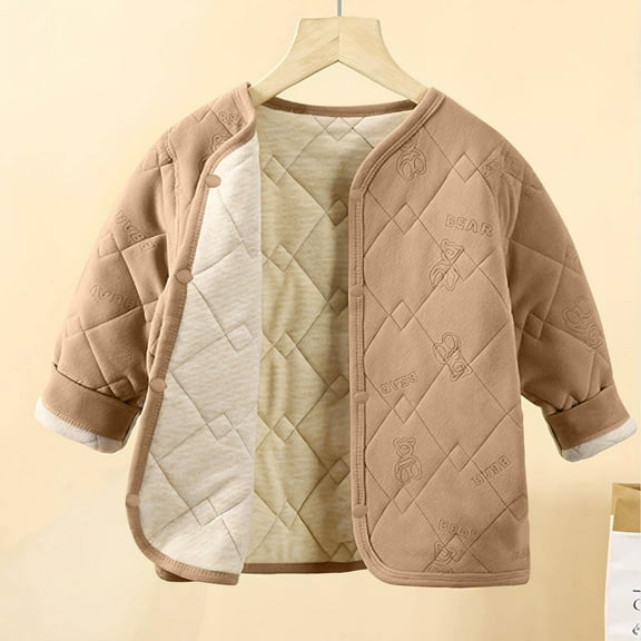 LIaqionyy Toddler Jacket Winter Soft Coat Lightweight Quilted Button down Warm Outerwear for Kids 4-16T