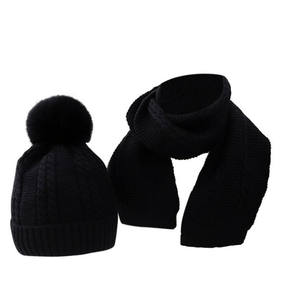 LIaqionyy Toddler Kids Winter Windproof Cap Scarf Set Warm Fleece Knitted 2pc Girls Boys Gifts