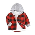 thumbnail image 1 of LIaqionyy Toddler Plaid Hoodie Shirts Casual Button down Long Sleeve Cute Lightweight Shirt Jackets Coats for Kids, 1 of 3