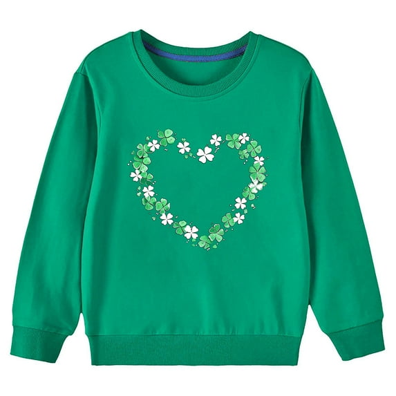 LIaqionyy Toddler St Patricks Day Sweatshirts Boys Girls Long Sleeve Crewneck Shamrock Graphic Pullover Tops