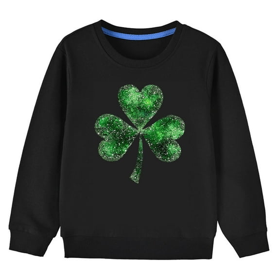LIaqionyy Toddler St Patricks Day Sweatshirts Boys Girls Long Sleeve Crewneck Shamrock Graphic Pullover Tops