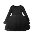 thumbnail image 1 of LIaqionyy Toddler Tulle Dress Girls Long Sleeve Tiered Formal Party Dresses for Kids Solid Color Ballet Dress, 1 of 3