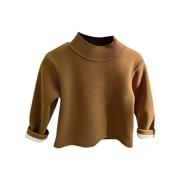 LIaqionyy Toddler Turtleneck Girl Boy Long Sleeve Shirt Solid Color Mock Neck Soft Shirt Warm Blouse Fall Winter Clothes