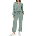 thumbnail image 1 of LIaqionyy Two Piece Sets for Women Sweatsuits Lounge Set Crew Neck Tops Wide Leg Sweatpants Tracksuit Outfits, 1 of 7