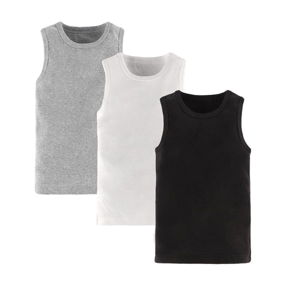 LIaqionyy Unisex Boys Girls Basic Sleeveless Tank Tops Vest Cotton Casual T-Shirts 2-8 Years Undershirts