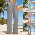 thumbnail image 1 of LIaqionyy Wide Leg Pants for Woman Cotton Linen High Waist Trousers with Pockets Casual Lounge Elastic Waist Pant, 1 of 3
