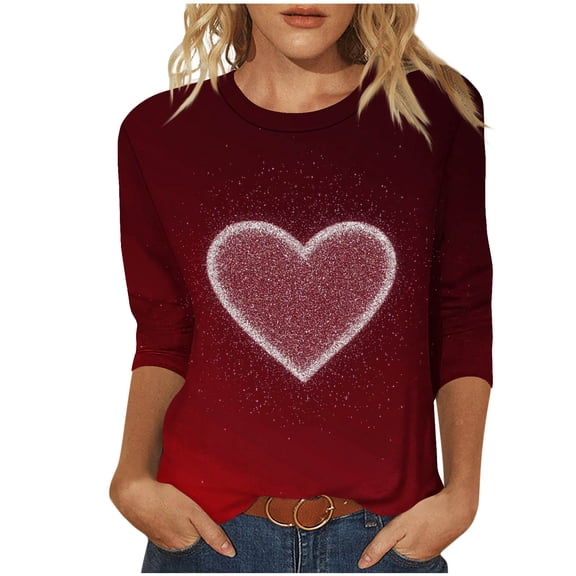 LIaqionyy Women 3/4 Sleeve Tops Dressy Loose Lightweight Crewneck Casual T Shirts Fall Fashion Trendy Clothes