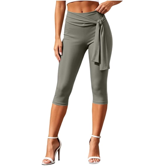 LIaqionyy Women Capri Pants Leggings Cropped Pant Going out Stretchy Bottoms Cute Trendy Knee Length Trousers