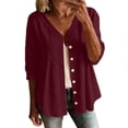 thumbnail image 1 of LIaqionyy Women Cotton Linen Cardigan 3/4 Sleeve Button down Fashion Summer Solid Color Casual Loose Work Cardigans, 1 of 7