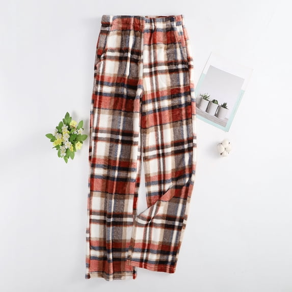 LIaqionyy Women Flannel Plaid Pjs Pants Comfy Loungewear Pant Sleepwear Elastic Waist Pajamas Bottoms
