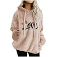 thumbnail image 1 of LIaqionyy Women Fuzzy Sweatshirt Casual Fleece Pullover Oversized Plush Hoodie Coat Outwear with Pocket, 1 of 6