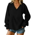 thumbnail image 1 of LIaqionyy Women Oversized Sweatshirts V Neck Comfy Long Sleeve Pullover Tops Fall Winter Outfits Clothes, 1 of 6