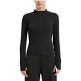 thumbnail image 1 of LIaqionyy Women Quarter Zip Shirts Workout Tops Long Sleeve Quick Dry Pullover Slim Yoga Gym Running Clothes, 1 of 7