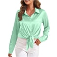 thumbnail image 1 of LIaqionyy Women Satin Silk Shirts Button down Dress Long Sleeve Blouses Casual Business Fall Clothes, 1 of 7