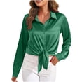 thumbnail image 1 of LIaqionyy Women Satin Silk Shirts Button down Dress Long Sleeve Blouses Casual Business Fall Clothes, 1 of 7